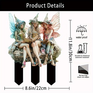 Trillizos mágicos, arte acrílico para jardín, atrapasoles, soporte para plantas en maceta, diseño Vertical, artesanías de resina para jardín de hadas para aniversarios - Product Image 6