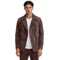 Manteau Peacoat en daim à double boutonnage pour homme, couleur unie, veste décontractée pour homme, Sehe Fashion