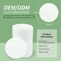 Démaquillant Premium, 80 pièces, 5,8 cm, rond, 1 couche, emballage personnalisé, coton démaquillant pour le visage et les ongles
