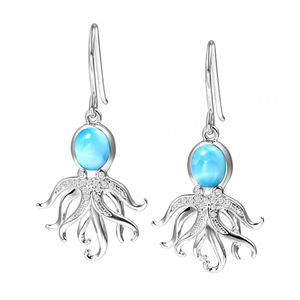 Freshwater Pearl With Pear Shape Larimar <b>Earrings</b> Design Jewelry 925 Sterling <b>Silver</b> <b>Drop</b> <b>Earrings</b> - Product Image 3