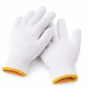 Bleached <b>White</b> Yarn Gloves Viet Nam Cotton CVC Seamless Knit Elastic Wrist Soft Washable Lint Free Safety Gloves For Inspection - Product Image 6