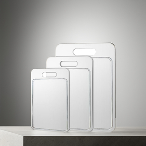 Tabla de cortar de titanio de acero inoxidable de doble cara con ranura para jugo para cocina y restaurante - Product Image 6