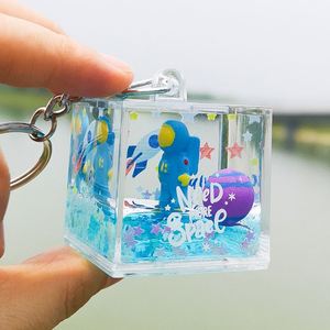 Crystal Astronaut Keychain Globe <b>Floating</b> Spaceman Star Keychain Luxury Liquid Quicksand Planet Keyring for Kid Children Gift - Product Image 6