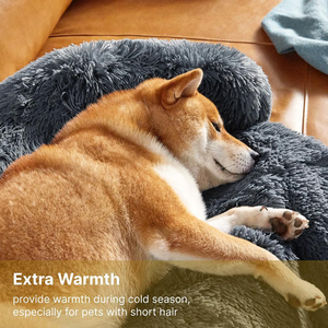 Sofa tempat tidur anjing lipat portabel, aksesori hewan peliharaan mewah mudah dibersihkan abu-abu gelap panjang <span class=keywords><strong>dropshipping</strong></span> - Product Image 5