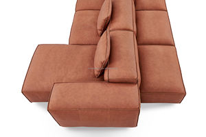 ชุดโซฟาแบบแยกส่วนสไตล์อิตาเลียนมินิมอลแบบกลับด้านได้, ไม้สนและเครื่องหนังนำเข้า, คฤหาสน์, โซฟาบล็อคเต้าหู้ในห้องนั่งเล่น - Product Image 6