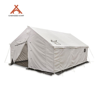 Tente de camping Kawagebo Kamp (KK) 16' x 14' pour glamping en plein air, structure en acier robuste, toile en coton Oxford, avec cheminée