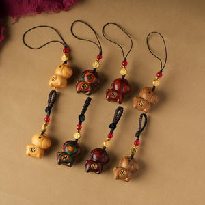 Collier pendentif porte-clés vintage en bois de santal et pièce de monnaie en cuivre, motif animal mignon, accessoires créatifs, chaîne courte pour télé<span class=keywords><strong>phone</strong></span> portable, pour femme - Product Image 1