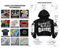 Hoodie Unisex Oversize 550 GSM Berat 100% Katun OEM Resleting Cetak Grafis Bintang Berhias Rhinestone Hip Hop Streetwear