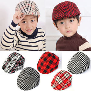 Types de bérets pour enfants, <span class=keywords><strong>béret</strong></span> en coton pour bébé, réglable, imprimé à carreaux, casquette pour garçons et filles, casquette pour enfants, chapeaux à visière, types de bérets - Product Image 2