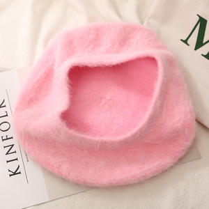 Chapeau béret femme Mode cheveux de lapin Casquette chaude femme Outdoor Travel Casual <span class=keywords><strong>French</strong></span> Caps Cashmere Knitted Barett Hat - Product Image 2