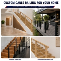 Système de garde-corps à câbles 36-42 pouces en acier inoxydable pour balcon, terrasse, escalier, clôture de sécurité, kit modulaire DIY en verre trempé sans cadre
