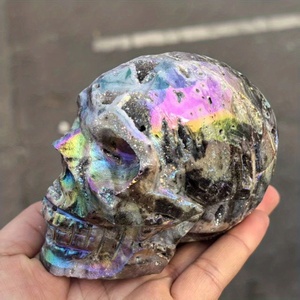 Vente en gros de crânes en sphalerite de style bohème, pierre de cristal sculptée, pour une décoration intérieure unique et des cadeaux de vacances - Product Image 1