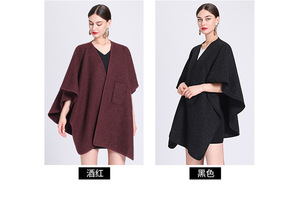 Whosale 2025 Novas Senhoras Camisola De Inverno Manto Elegante Plain Tamanho Livre Queda Quente Ruana <span class=keywords><strong>Poncho</strong></span> Frente Aberta para As Mulheres de Inverno - Product Image 6