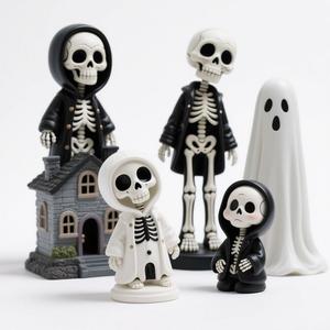 Adornos de Muñeca de Esqueleto Personalizados, <span class=keywords><strong>Casa</strong></span> Encantada Simple para Estatua de Calavera, Chaqueta Hecha de Resina Duradera - Product Image 4