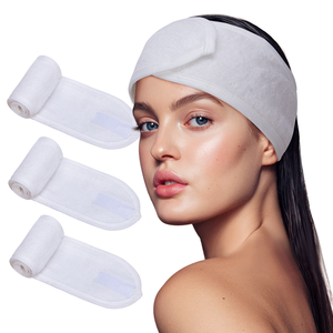 Diadema de Spa con Logotipo Personalizado, Diadema de Fibra de Bambú Blanca con Velcro, Paño de Bambú para la Cabeza - Product Image 1