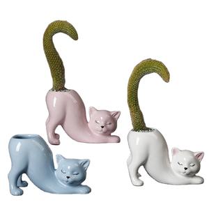 <span class=keywords><strong>Petit</strong></span> mini pot d'animaux de chat de dessin animé mignon jardinière succulente de bureau produits pour la maison intelligente produits en gros Pots de fleurs en céramique - Product Image 1