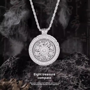 <b>Copper</b> Gold Plated Necklace With <b>Chain</b> Rotating Zircon Pendant-Light Luxury Ethnic Lovers Versatile Easy Style B735 Rotating Com - Product Image 2