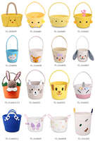 ESiVON Paniers de Pâques certifiés personnalisables en corde de coton, mignons et modernes, motif poulet et canard, multifonctionnels pour bonbons et œufs