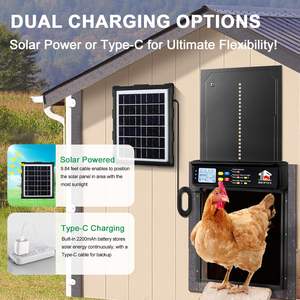 Aluminum Alloy Chicken Coop Door Automatic <b>Solar</b> Powered <b>Light</b> Sensor Timer Anti Pinch Safety Weatherproof Black Green Design - Product Image 6