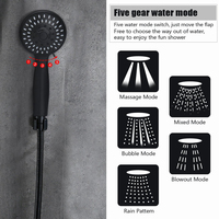 GEE-N ABS Chrome Pommeau de douche à main noir 5 fonctions avec jet doux et valve en céramique à poignée unique pour salle de bain