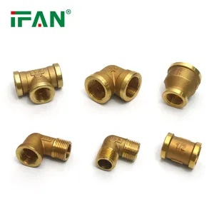 IFAN High Quality Threaded Brass Pipe Fittings Cast Tee Elbow Pipe Connector Water Lead Free Plumbing Coupling Brass Fittings