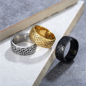 Viking Finger <b>Rings</b> Jewelry Custom Stainless Steel Celtic Knot Hoop <b>Rings</b> for <b>Men</b> - Product Image 3