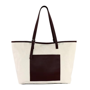 Women's Luxury Designer Genuine Leather Shoulder <b>Tote</b> Handbag Custom Daily Canvas Bag for Summer - Product Image 2
