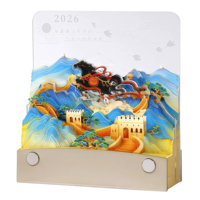 Calendrier de bureau lumineux 3D en papier découpé sur mesure, thème Cheval 2026, cadeau créatif artistique, souvenir d'entreprise