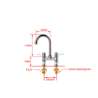 Robinet de cuisine en laiton commercial au design moderne Robinet d'évier purificateur à double poignée avec tuyau court de 3 pouces en laiton
