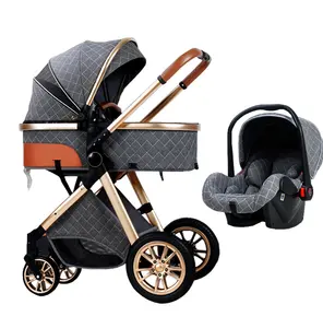 EN1888 wholesale luxury travel China Baby strollers manufacturer foldable 3in1 baby folding stroller pram for baby