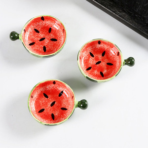 Ceramic Watermelon Soy Sauce Dish Round <b>Handmade</b> Set Of 4 For Party Oriental Style - Product Image 4