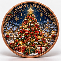 Pièce commémorative de Noël personnalisée en cuivre fin .999 de 1 oz, relief 3D, impression UV couleur, souvenir de collection