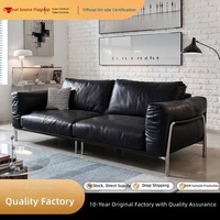Vente directe usine – Canapé une place style français vintage Bauhaus en cuir PU ciré à la main, rembourré en éponge, pour salon, design mi-moderne