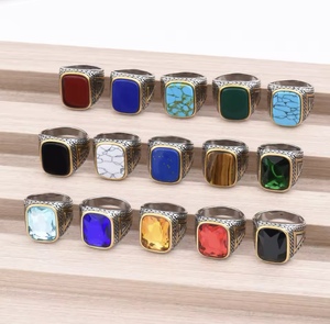 Nouvelle mode rétro hommes de haute qualité en acier inoxydable 316L variété Onyx anneaux mode tendance bijoux cadeau - Product Image 1