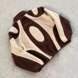 Tùy chỉnh thêu màu khối chắp vá nối áo len áo khoác áo thun đầy đủ Zip Up Mặt nạ lông cừu Sherpa Áo người đàn ông - Product Image 2