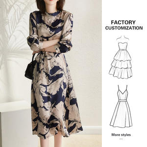 Abito stampato da donna 2026 personalizzato <span class=keywords><strong>abbigliamento</strong></span> elegante da ufficio moda autunnale tessuto naturale <span class=keywords><strong>abbigliamento</strong></span> professionale da donna - Product Image 1