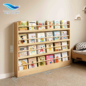 ชั้นหนังสือ Montessori พร้อมลิ้นชักซ่อนตู้หนังสือด้านหน้าทำจากไม้ที่เก็บหนังสือก่อนวัยเรียนที่เก็บของเล่นเลี้ยงเด็ก - Product Image 1