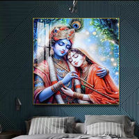 Indian platform Hindu Poster seni dinding Seni Deco gaya kanvas seni cetak lukisan religius bingkai desain