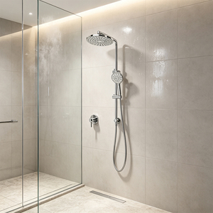 Système de <span class=keywords><strong>douche</strong></span> apparent avec pommeau de <span class=keywords><strong>douche</strong></span> pluie et douchette à main, mitigeur mural monocommande - Product Image 3