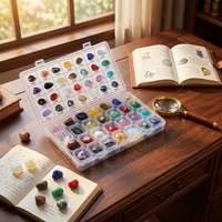 Coffret de Collection de Pierres Précieuses Naturelles et Cristaux – 12 à 28 Variétés de Pierres Roulées et Minéraux en Éclats – Kit d'Identification Éducatif