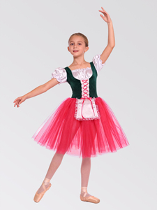 Costume de danse pour enfants Anna Shi, <span class=keywords><strong>tutu</strong></span> de ballet en velours vert foncé et tulle rose, justaucorps de danse - Product Image 1
