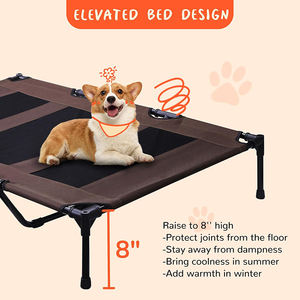 Proveedores indestructible marrón transpirable elevada cama calmante perro masticar malla de enfriamiento resistente cama elevada para mascotas con dosel - Product Image 4
