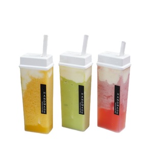 16OZ Square Plastic Bottle For Smoothie Or Bubble Tea Empty Juice Bottles