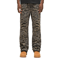 XJYD Jeans Fournisseur Haute Qualité Laser Graphic Design Détruit Patch Jeans Hommes Hip Hop Distressed Panel Bootcut Denim Pantalon