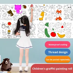 Rouleau de papier à dessin pour enfants en gros, papier peint, peinture, 3 m de long, 30 cm de large, dessin animé chinois pour la maternelle, coloriage - Product Image 1