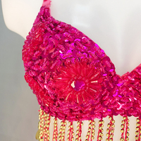 Nouveau soutien-gorge de danse du ventre pour femme avec franges à sequins, idéal pour les soirées en boîte de nuit, les raves, les EDC, les spectacles de showgirl, le Mardi Gras, les DJ et les performances de danseuses sur scène