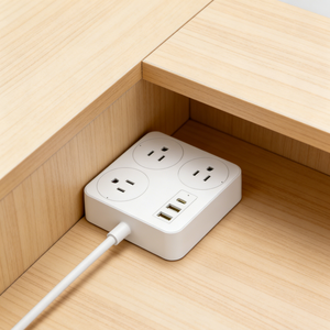 Multiprise allemande 3 voies avec interrupteur, 2 USB, 1 Type C, cordon de 5 m, prise EU 16A, design flexible - Product Image 1
