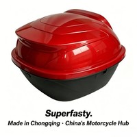 Boîte à bagages pour moto Superfasty, imperméable, anti-poussière, en PP mat, rouge bordeaux, 33L, avec serrure à clé pour le rangement du casque, résistante aux chocs, garantie 1 an