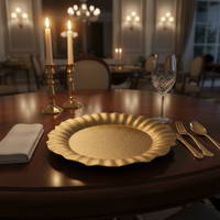 Assiette de Présentation en Plastique PP de 13 Pouces, Luxe, Durable et Réutilisable pour Mariages, Anniversaires, Dîners, Événements Intérieurs et Extérieurs, Fêtes à Domicile - Vente en Gros