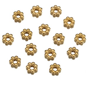 Cuentas espaciadoras de flores de acero inoxidable chapadas en oro para accesorios de fabricación de joyería DIY, forma redonda de 6 mm - Product Image 5